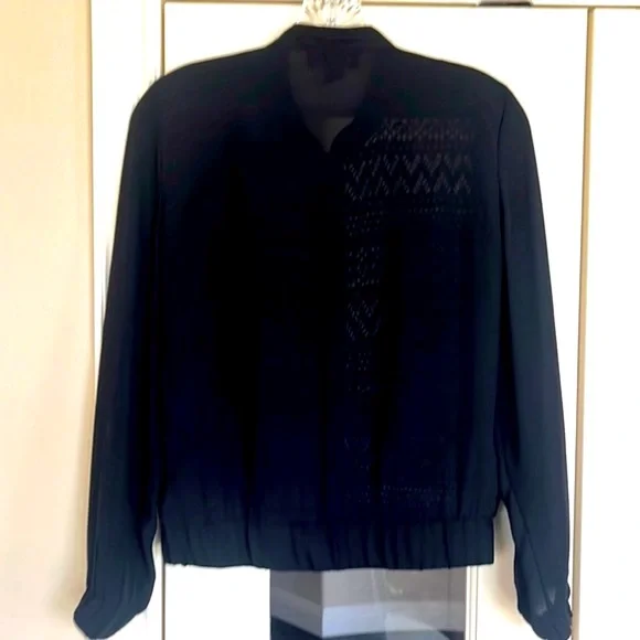 BCX Jacket Small Black Zip-Up Sheer Lace Formal - Picture 5 of 7